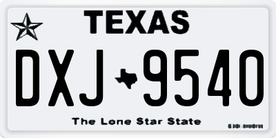TX license plate DXJ9540