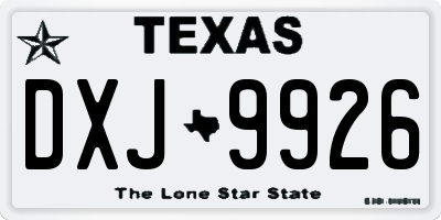 TX license plate DXJ9926
