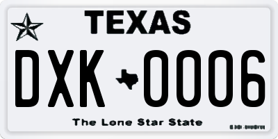 TX license plate DXK0006