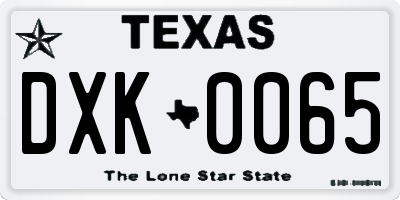 TX license plate DXK0065