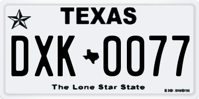 TX license plate DXK0077