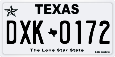 TX license plate DXK0172