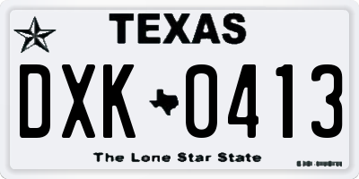 TX license plate DXK0413