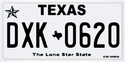 TX license plate DXK0620