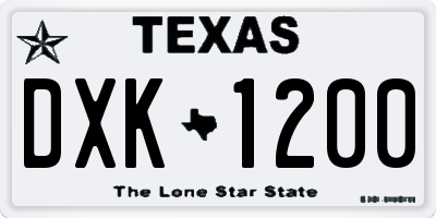 TX license plate DXK1200