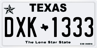 TX license plate DXK1333
