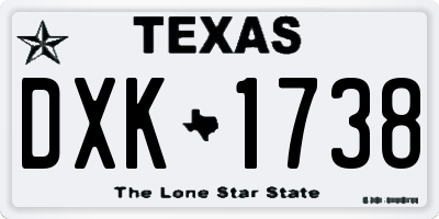 TX license plate DXK1738