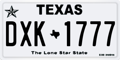 TX license plate DXK1777