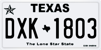 TX license plate DXK1803