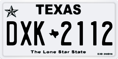 TX license plate DXK2112