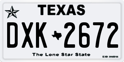 TX license plate DXK2672