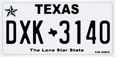 TX license plate DXK3140