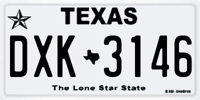TX license plate DXK3146