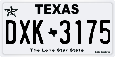 TX license plate DXK3175