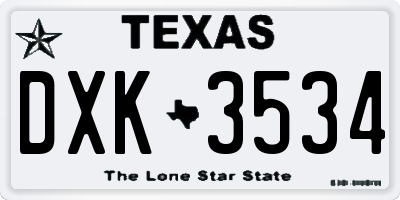 TX license plate DXK3534