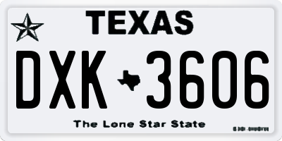TX license plate DXK3606