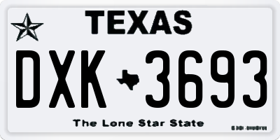 TX license plate DXK3693