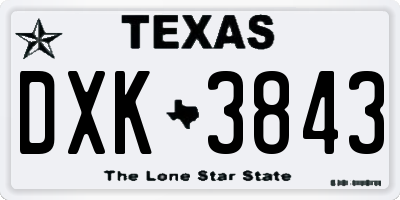 TX license plate DXK3843