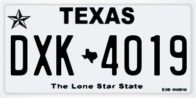 TX license plate DXK4019