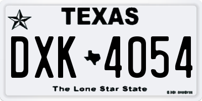 TX license plate DXK4054
