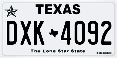 TX license plate DXK4092