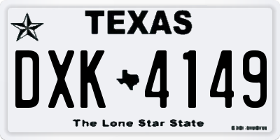TX license plate DXK4149