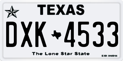 TX license plate DXK4533