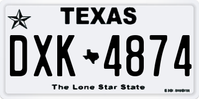 TX license plate DXK4874
