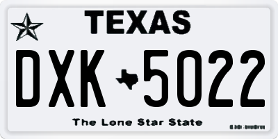 TX license plate DXK5022