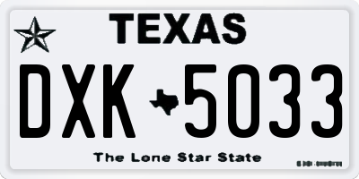 TX license plate DXK5033