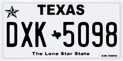 TX license plate DXK5098