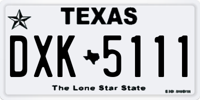 TX license plate DXK5111