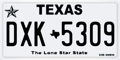 TX license plate DXK5309