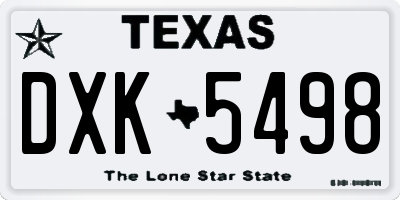 TX license plate DXK5498