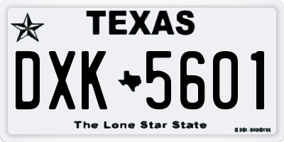 TX license plate DXK5601