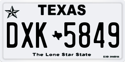 TX license plate DXK5849