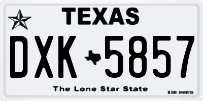 TX license plate DXK5857