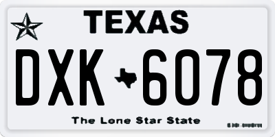 TX license plate DXK6078