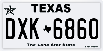 TX license plate DXK6860