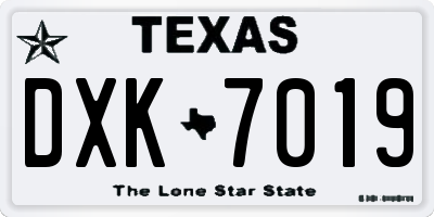 TX license plate DXK7019