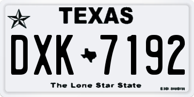 TX license plate DXK7192