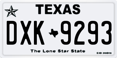 TX license plate DXK9293