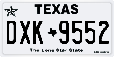 TX license plate DXK9552