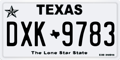 TX license plate DXK9783