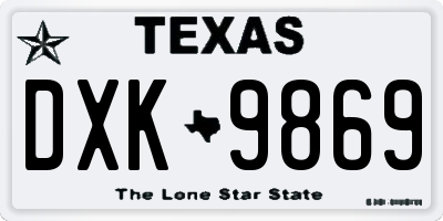 TX license plate DXK9869