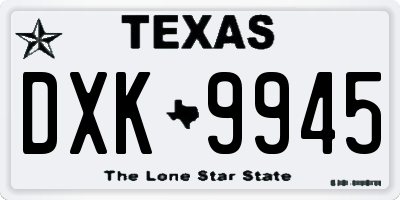 TX license plate DXK9945