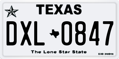 TX license plate DXL0847