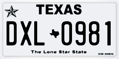 TX license plate DXL0981