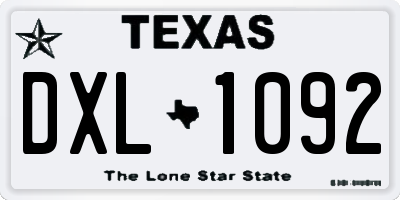 TX license plate DXL1092