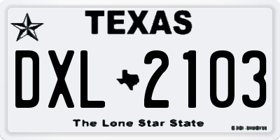 TX license plate DXL2103